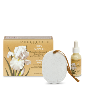 Iris Bianco Medaglione in ceramica da profumare per cassetti e armadi con essenza 30ml - edizione limitata
